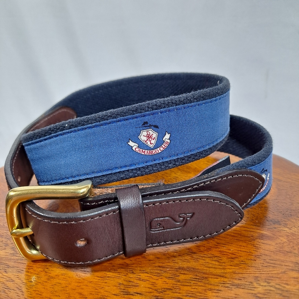 Vineyard Vines Fabric Belt Camargo Club Logo NWOT